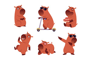 Capybara. Cute funny wild animals in, an Animal Illustration by Onyx
