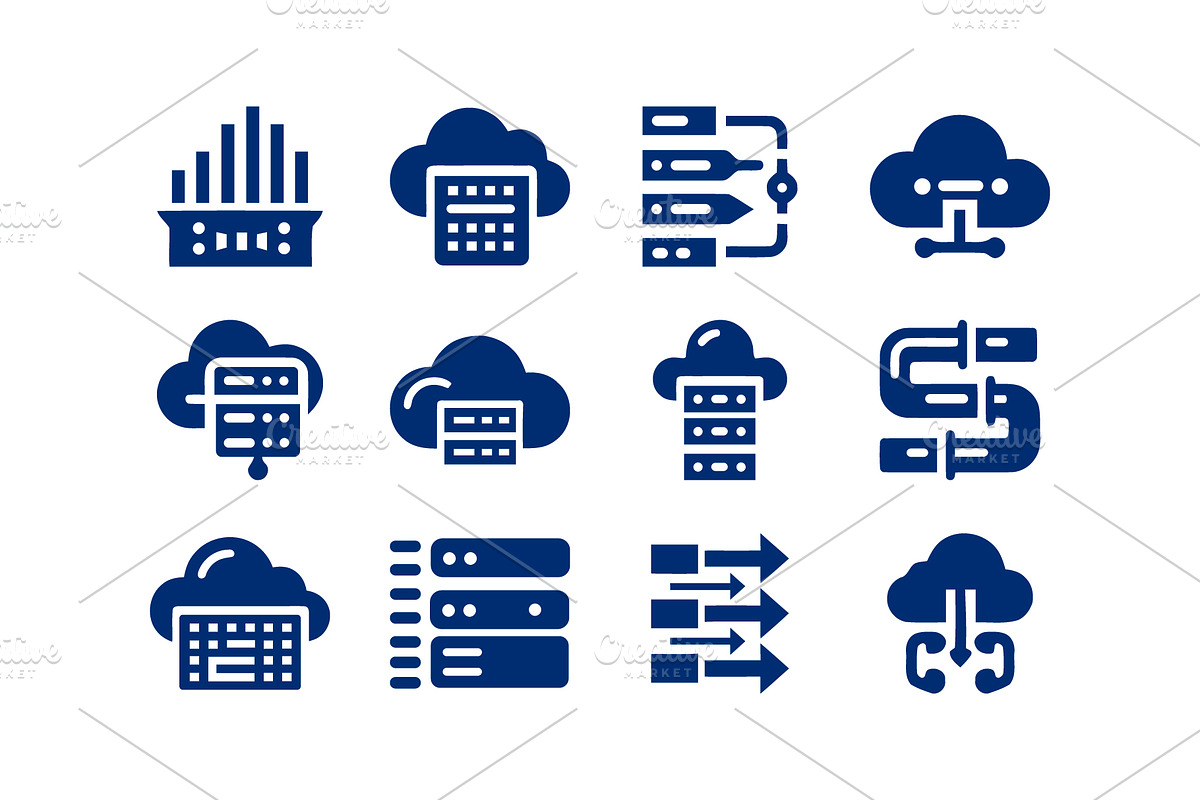 Tech Cloud Data Server Icons Bundle, a Solid Icon by Vectorium Studio (Photo 12 of 24)