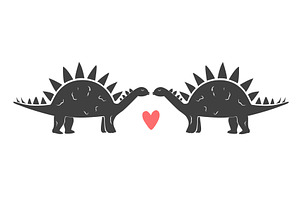Cartoon stegosaurus dinosaur in love, an Animal Illustration by Toltemara