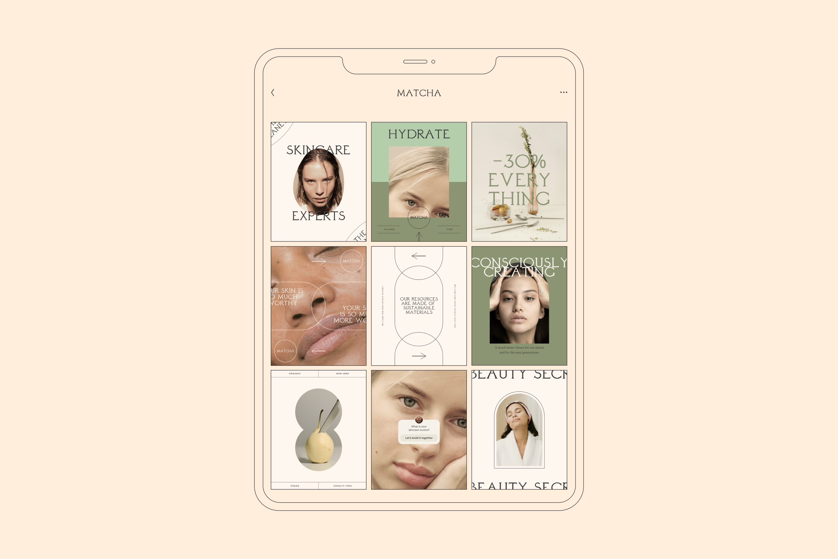 Matcha Skincare Instagram Template | Social Media Templates ~ Creative ...