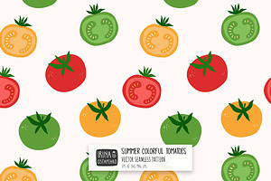 Summer Colorful Tomatoes Pattern, a Pattern Graphic by Irina Ostapenko