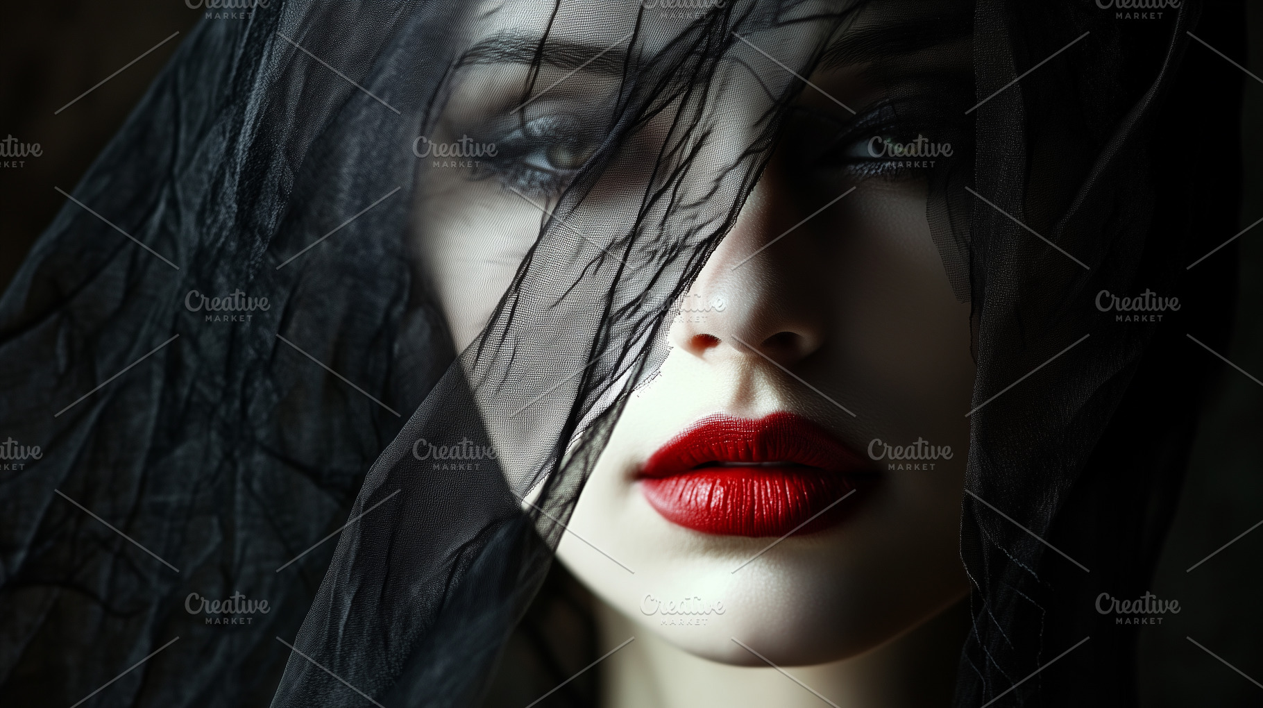 Mysterious woman with red lips, a Person Photo by MistyDay