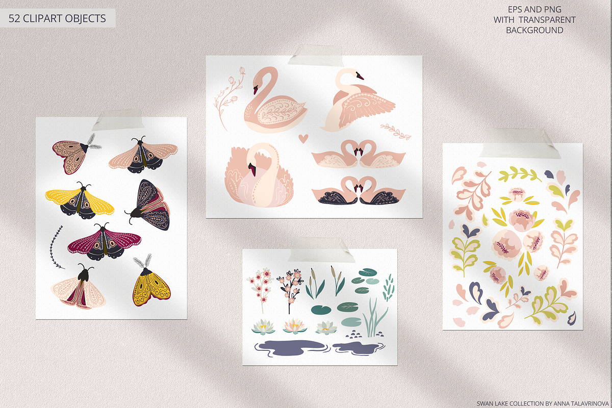 Swan lake pattern collection, an Animal Illustration by Cozy pattern shop (Photo 2 of 8)
