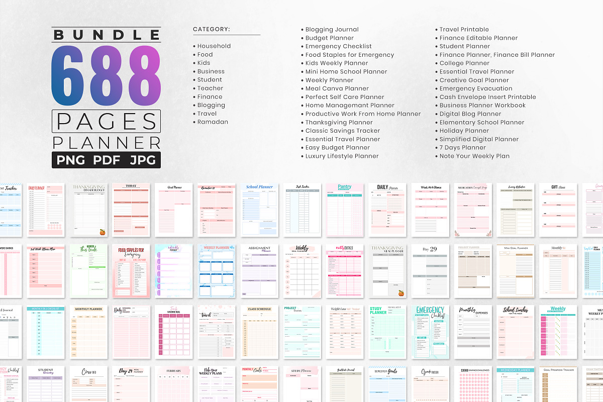 Printable Planner Bundle, a Print Template by Snapybiz (Photo 1 of 2)