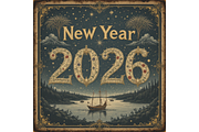 Old Vintage New Year 2026 Clipart, a Seasonal Illustration by Creative design (Thumbnail 7 of 7)