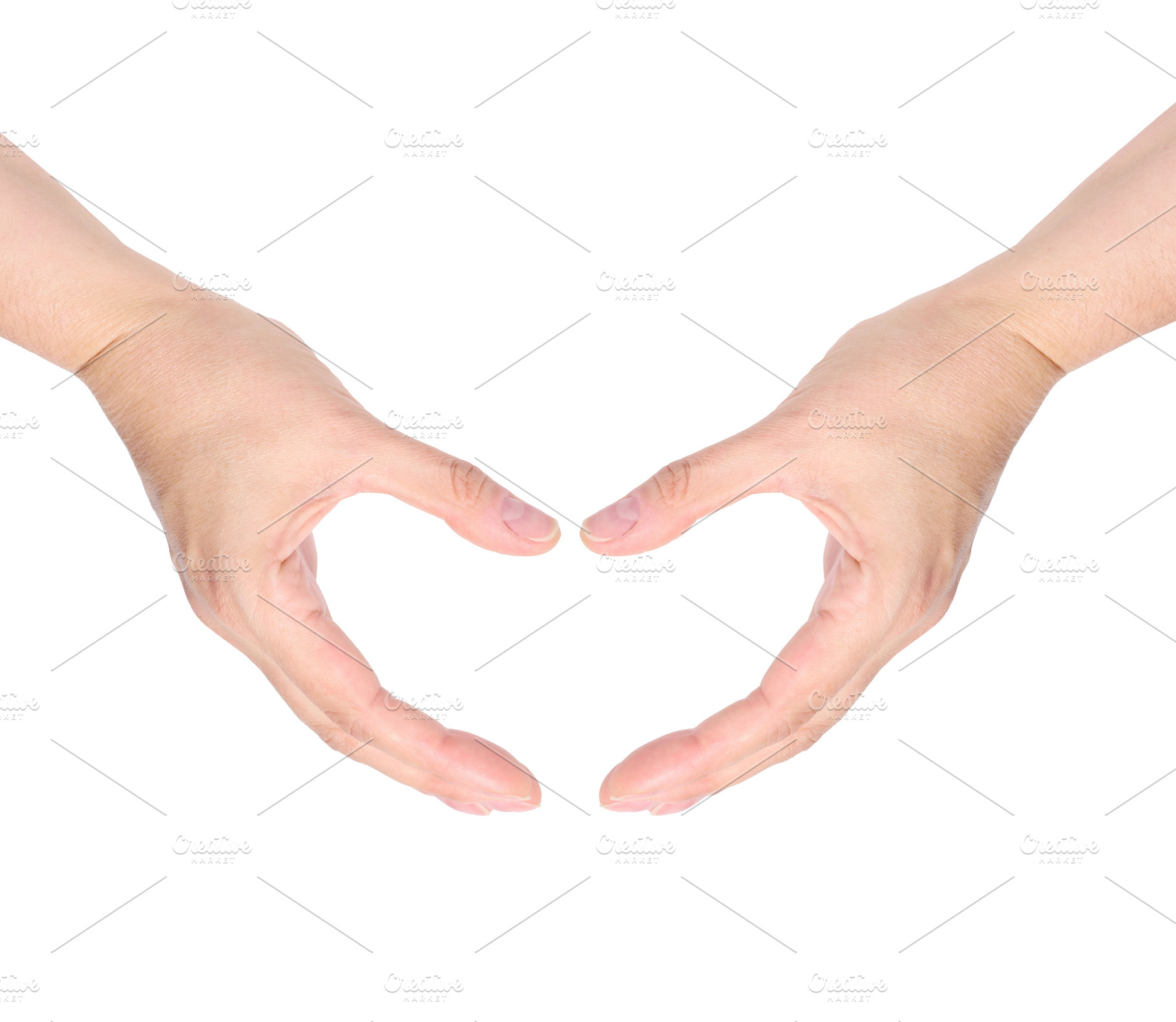 Two female palms folded in the shape of a heart, a Person Photo by ndanko