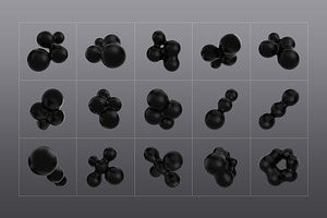 3D Black Shapes - 120 Illustrations