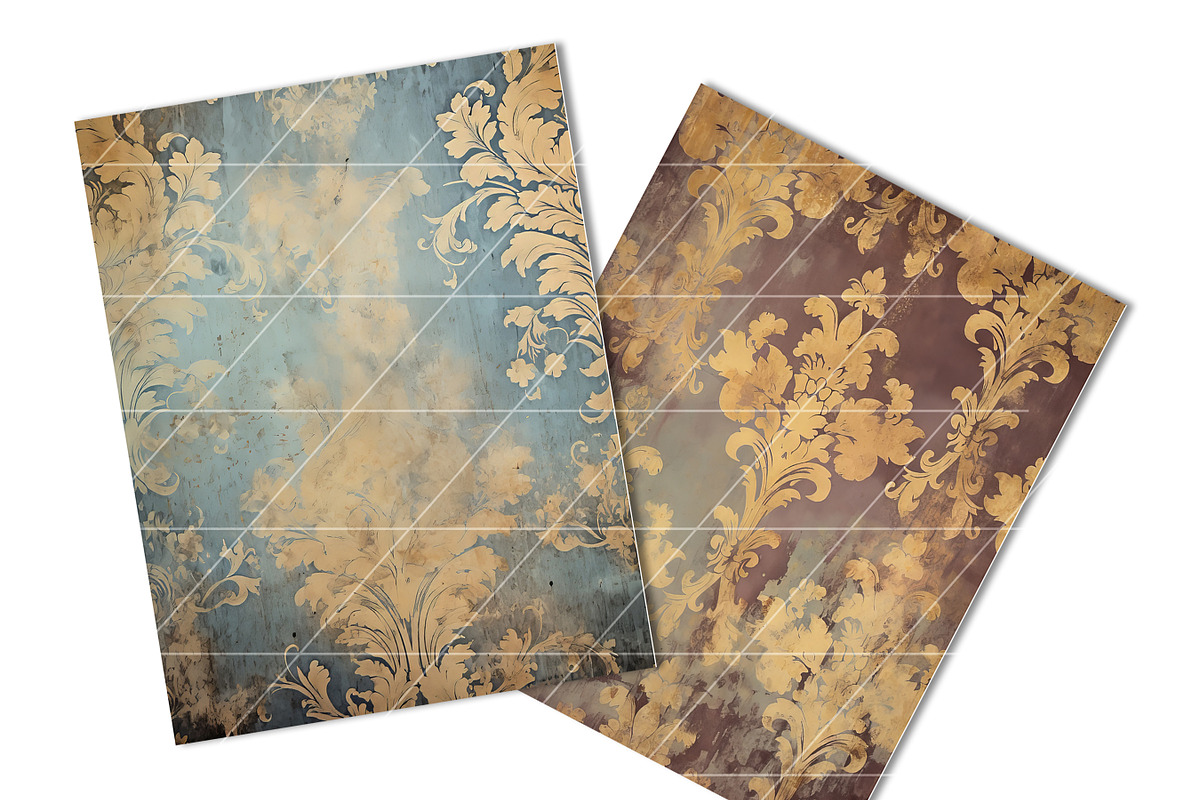 Vintage Grungy Damask Digital Paper, a Background Graphic by BusyDaydesign (Photo 6 of 9)