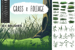 Grass brushes for PHOTOSHOP, a Brush Add-On by Dashamoony