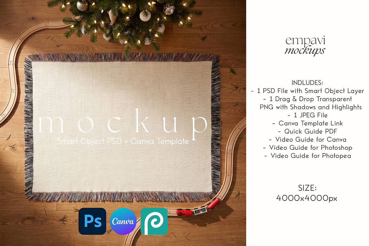 Woven Blanket Flat Lay Mockup, a Household Mockup by EmpaviMockups (Photo 1 of 6)