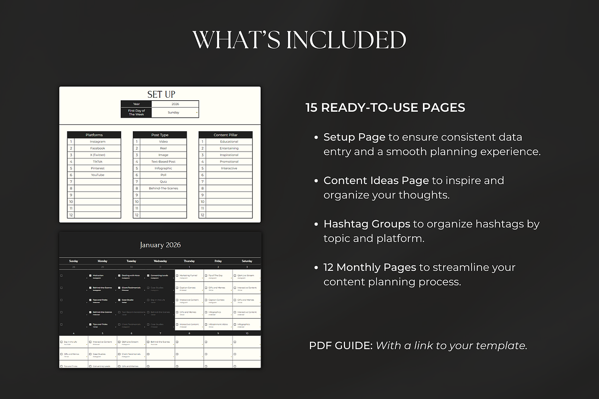 Social Media Content Calendar, a Marketing Template by Gilla Templates (Photo 3 of 9)