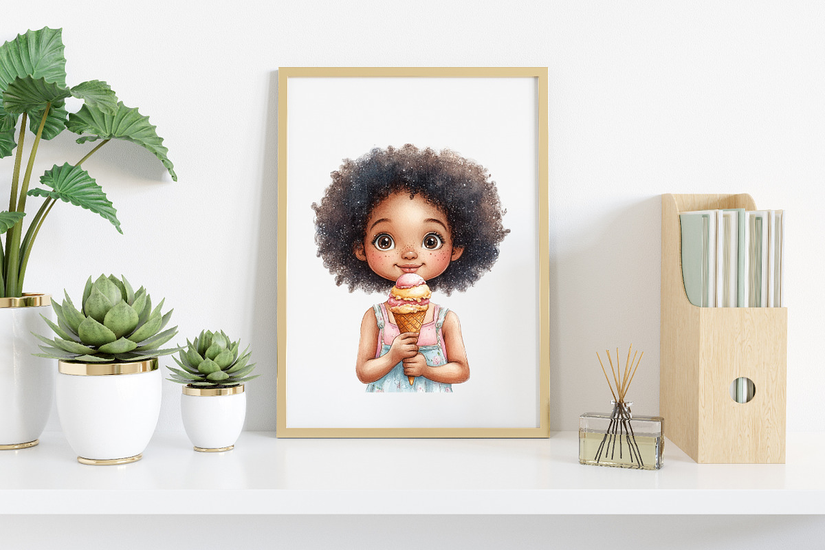 Watercolor Black Afro Girl Clipart, an Illustration by Canvas Craft (Photo 4 of 7)