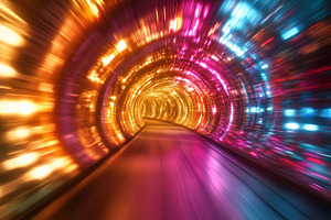 Glowing, futuristic tunnel, an Architecture Photo by MistyDay