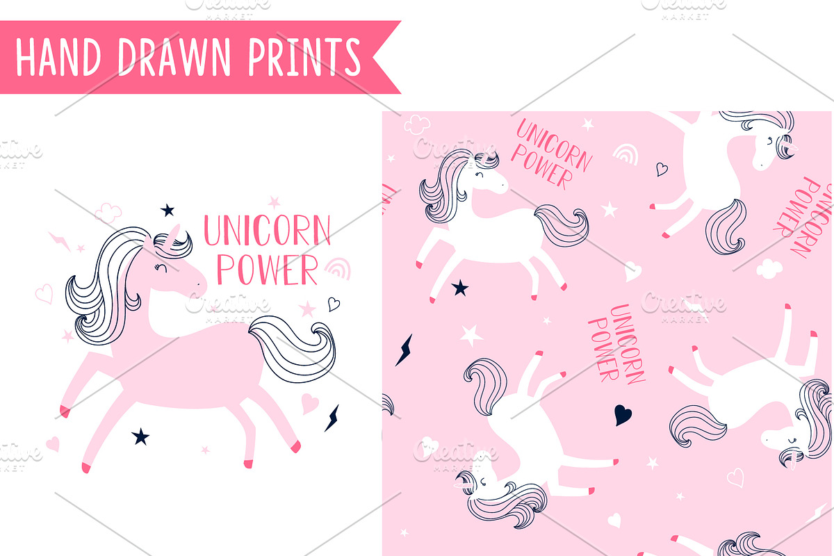 Hand Drawn Unicorn, an Animal Illustration by Black_sun (Photo 1 of 3)
