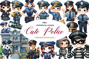 Watercolor Cute Police Clipart, an Illustration by CreationArt (Thumbnail 1 of 5)