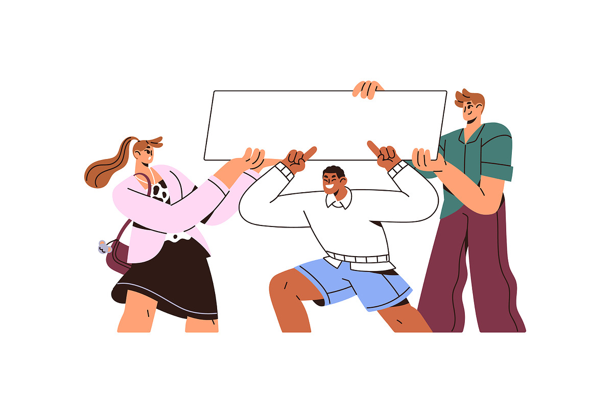 People with blank ad banners set, an Illustration by PaperTrident (Photo 17 of 17)