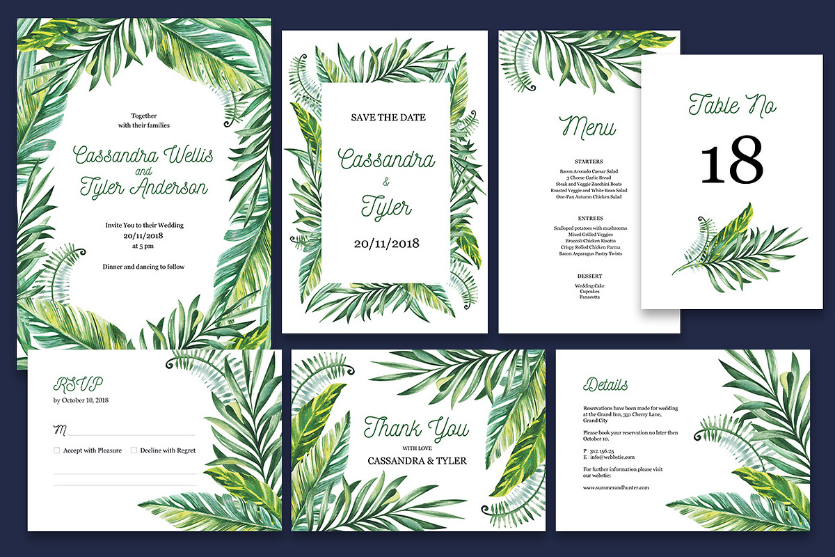 Tropical Day and Night Wedding Suite, an Invitation Template by HannaSymo (Photo 4 of 11)