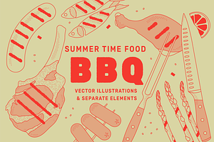 BBQ Food Vector Illustrations