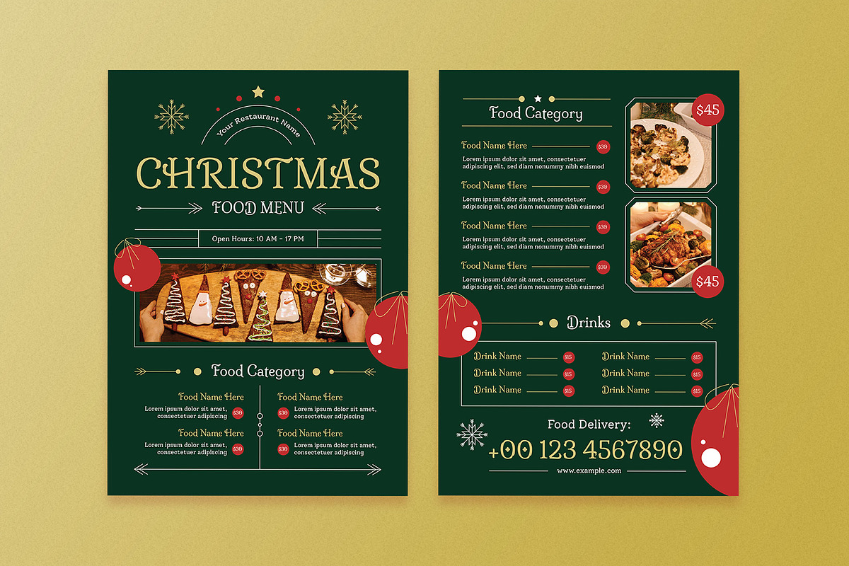 Green Elegant Christmas Food Menu, a Flyer Template by Aiyari Graphic (Photo 3 of 3)