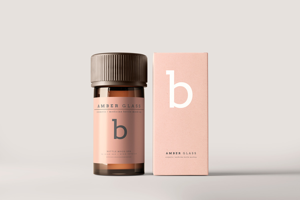 Amber Glass Bottle Mockup, a Cups & Container Mockup by pmvch (Photo 4 of 20)