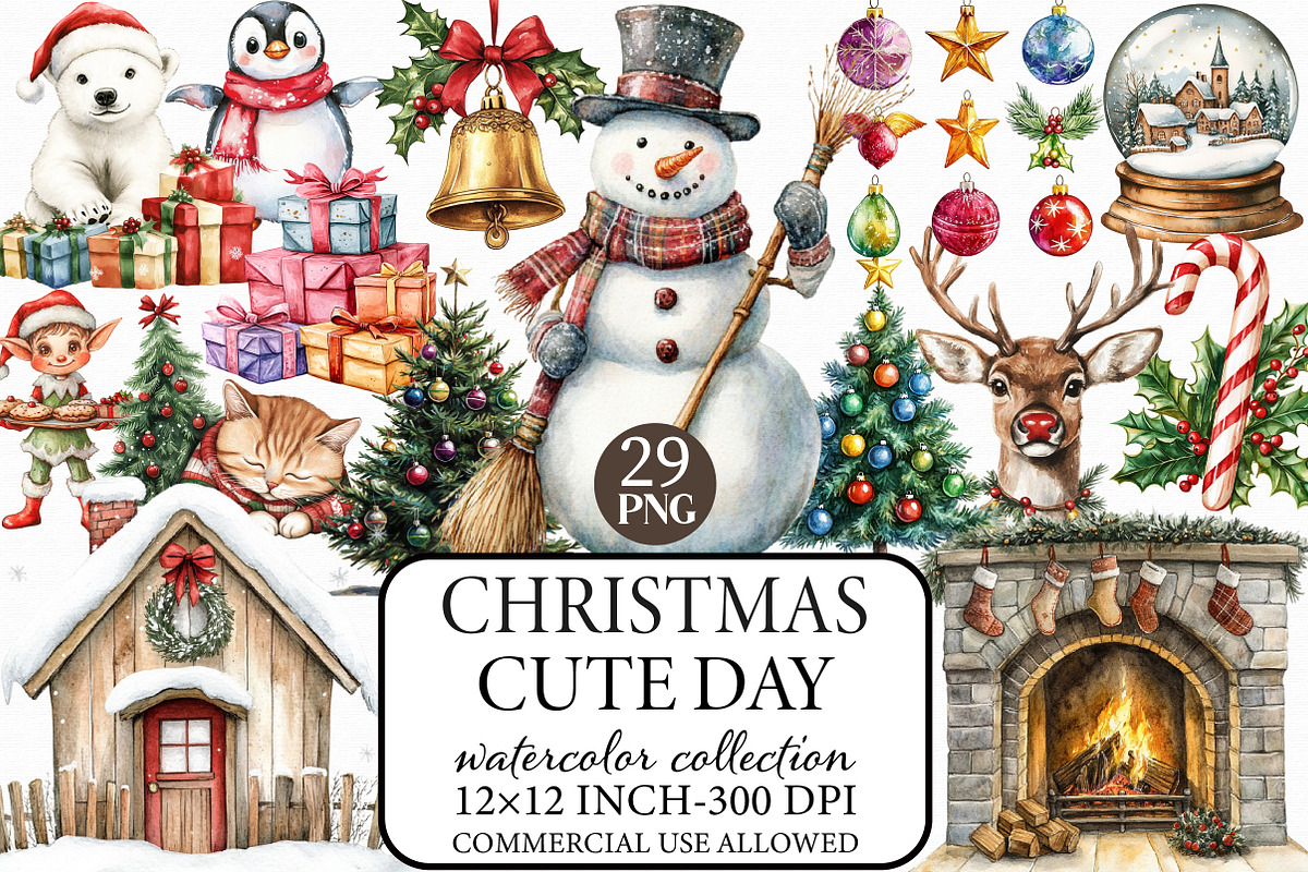Cute Christmas Day Clipart, an Illustration by Libby Wishes (Photo 1 of 6)