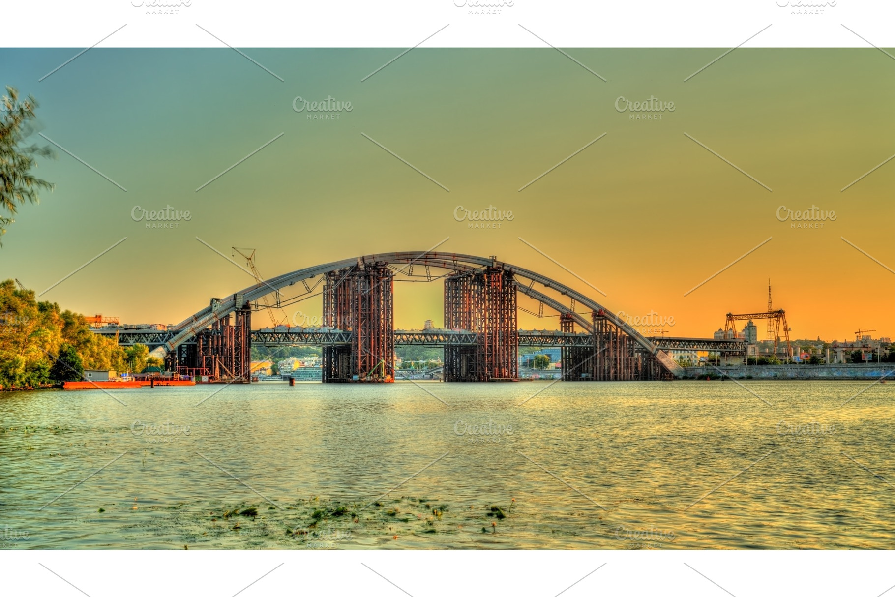 Unfinished bridge across the Dnieper in Kiev, Ukraine, an Architecture Photo by Leonid Andronov