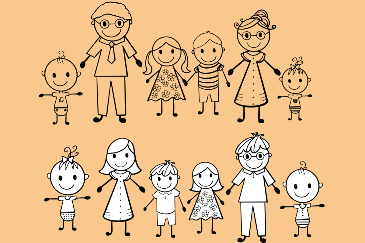 Stick Figure Clipart Figure Family, a Person Illustration by chilipapers, image size:1200x800