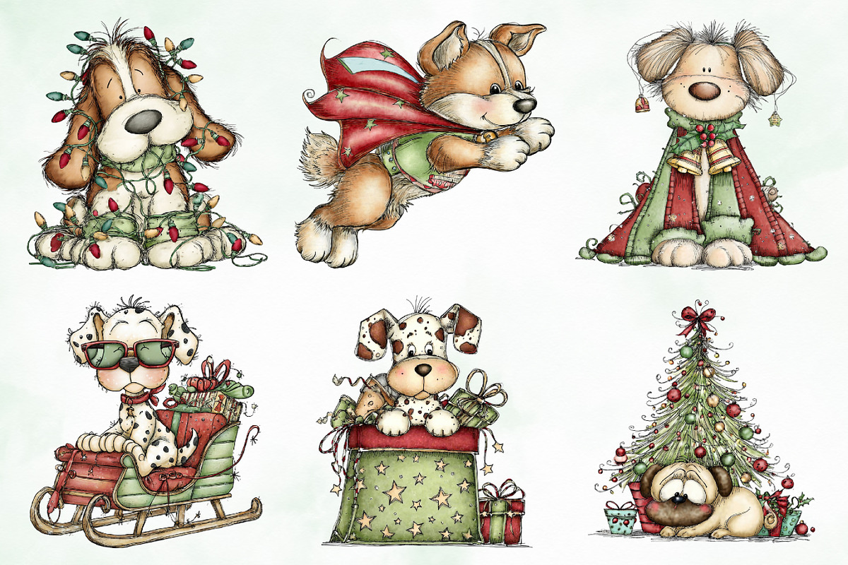 Whimsical Christmas Fluffy Dogs PNG, an Illustration by Creative Art (Photo 6 of 11)