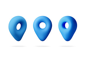 3D Blue plastic location pin icons, an Object Illustration by Abscent