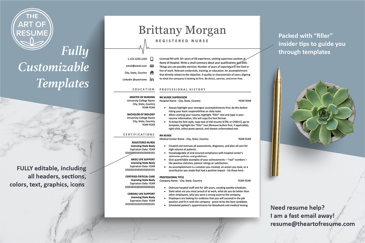 Resume Template for Nursing, Medical, a Resume Template by The Art of Resume (Photo 3 of 8)