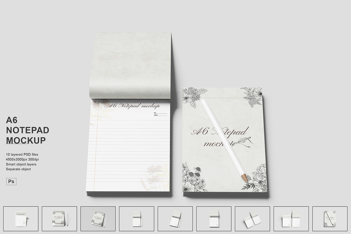 A6 NOTEPAD MOCKUP, a Print Template by NyakBiett (Photo 1 of 11)