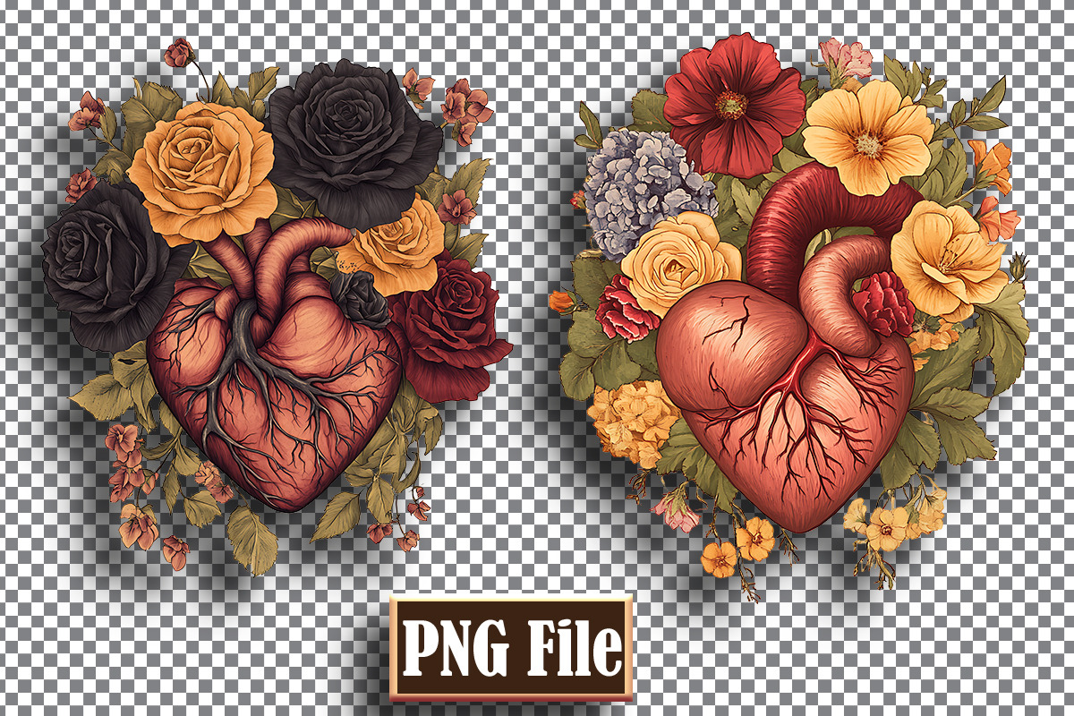 Floral Heart Clipart Bundle Png, an Object Graphic by protabsorkar11 (Photo 7 of 9)