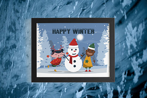 6 Happy Kids Snow Winter Christmas