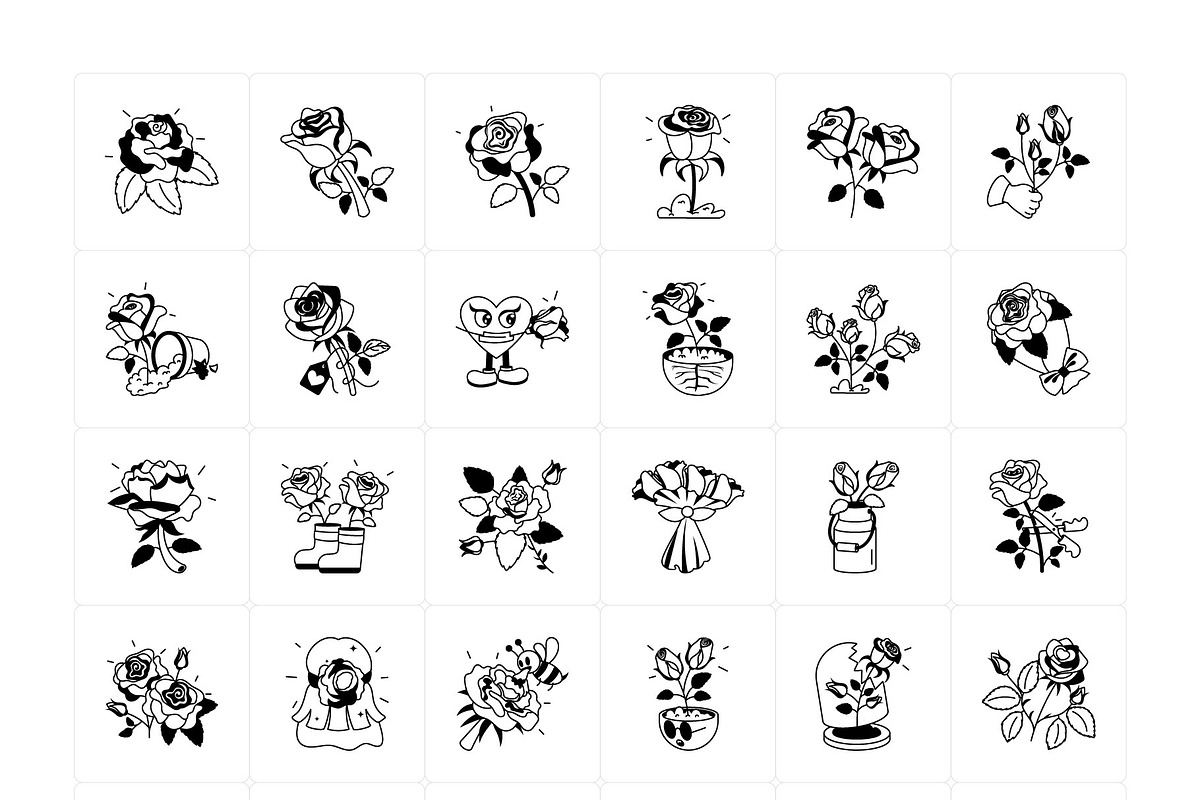 Rose Cartoon Stickers, an Emoji Icon by Vectors Market (Photo 6 of 6)