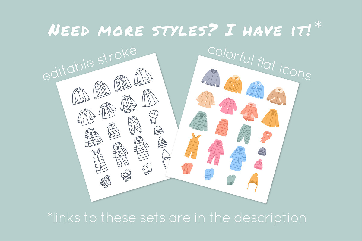 Baby Clothes Line Icons Color Fill, an Outline Icon by Vectorikart (Photo 6 of 6)
