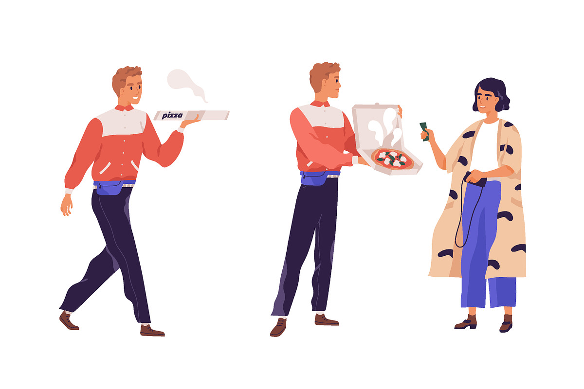 Pizza delivery stages set, a Food Illustration by Good Studio (Photo 3 of 3)