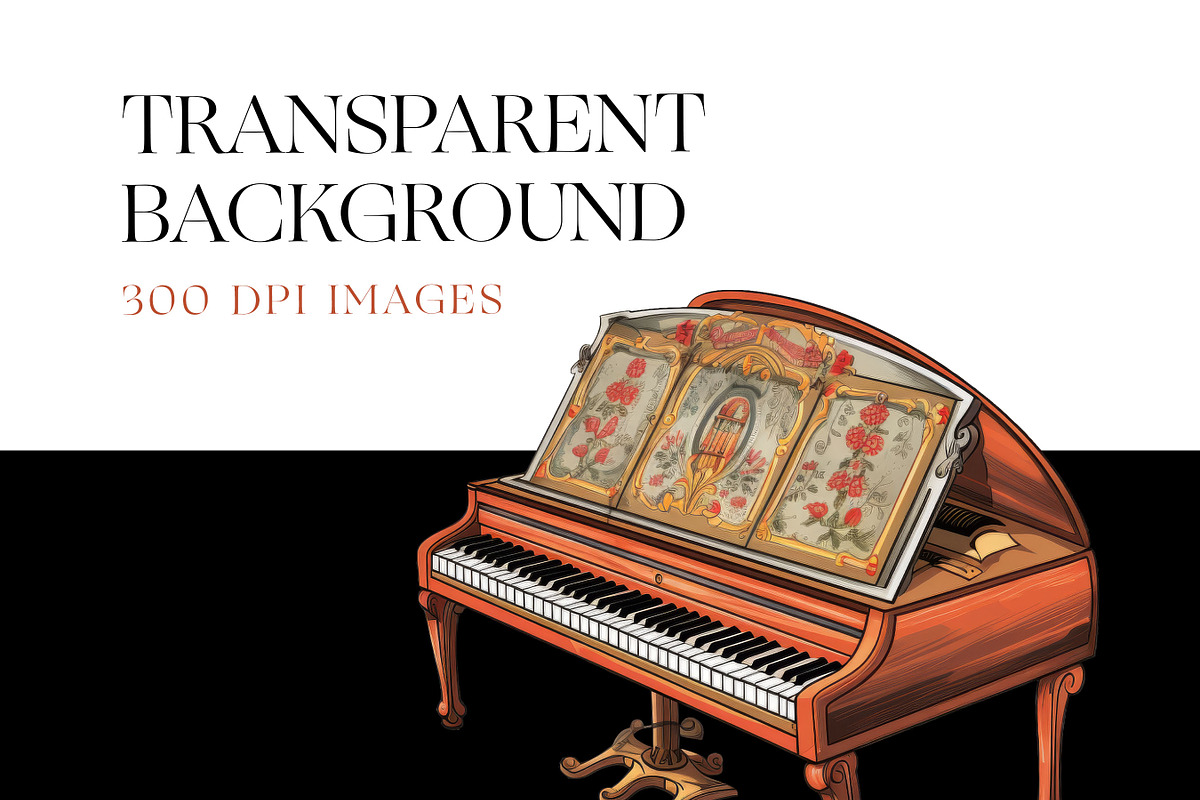 Piano Clipart, Baby Grand Piano Keys, an Object Illustration by BrushstrokeArtGB (Photo 7 of 9)