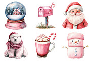 Watercolor Pink Christmas Clipart Bu, an Illustration by Daily.Designs (Thumbnail 4 of 5)