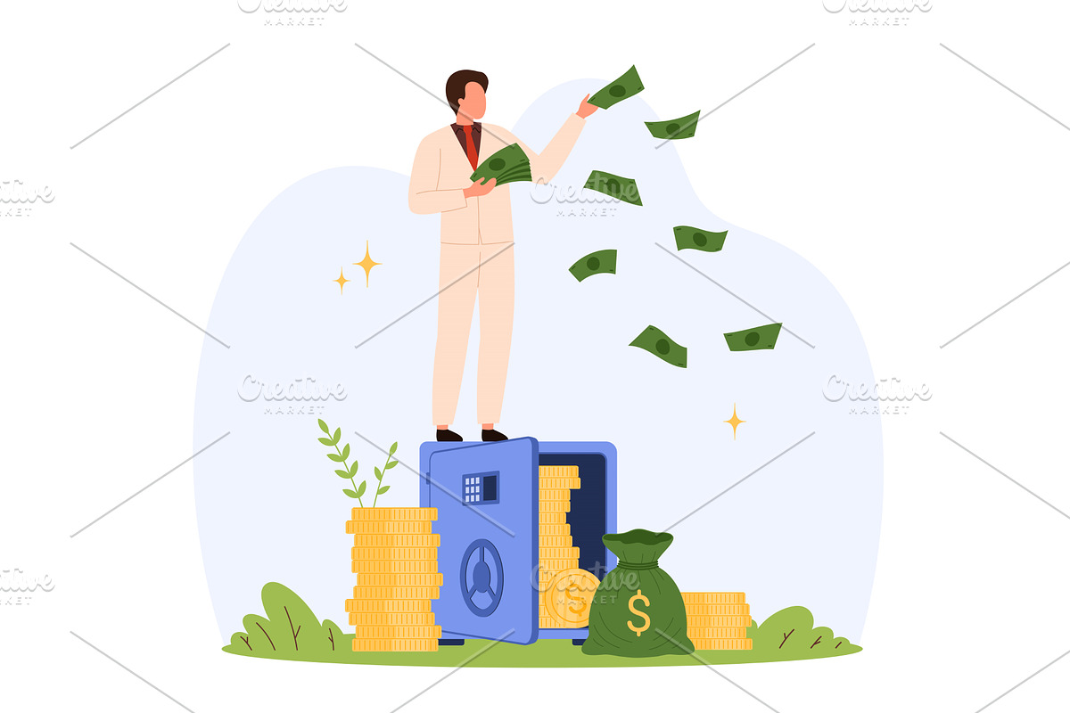 Businessman Spending Money Safe, a Finance Illustration by Flashvector