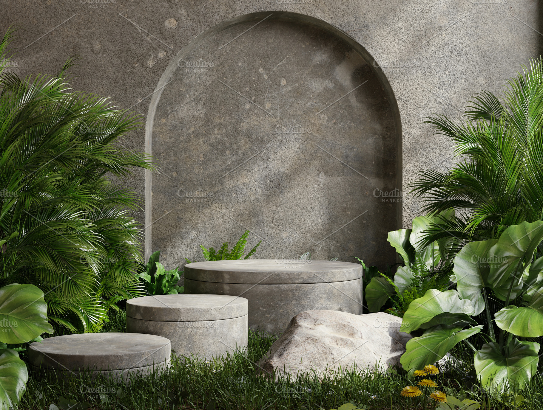 Concrete platform in tropical forest, an Abstract Photo by vanitjan