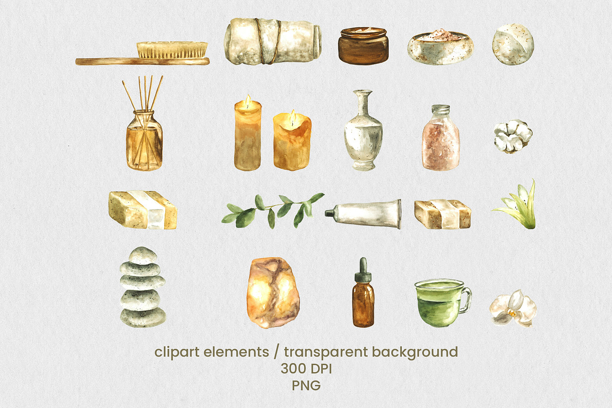 Spa Watercolor Clipart Collection, a Healthcare Illustration by foxsong (Photo 4 of 9)