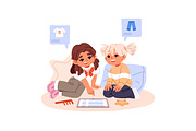 Happy, cute kids with gadgets set, a Person Illustration by PaperTrident (Thumbnail 6 of 7)