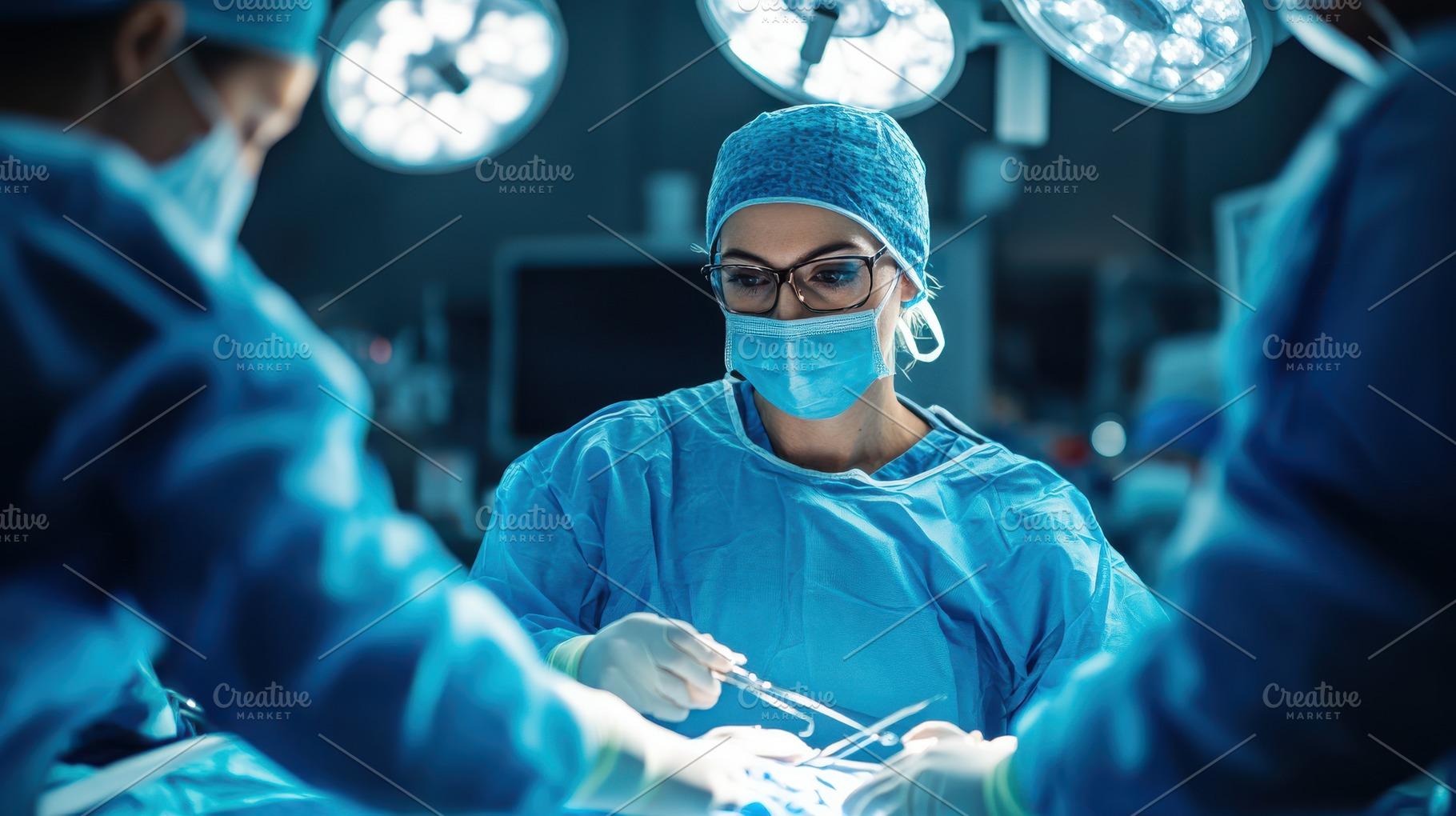 Surgical team at work in operating r, a Background Photo by Pixeness
