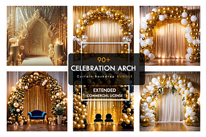 90 Gold Celebration Arch Curtain Ba