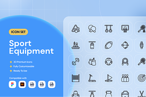 Sport Equipment Icon Set, an Outline Icon by Nathaya Studio