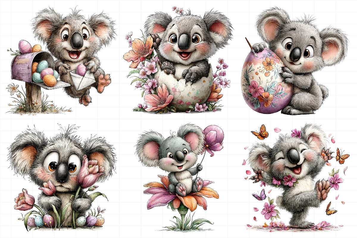 Whimsical Easter Koala Clipart, an Illustration by Daily.Designs (Photo 3 of 8)