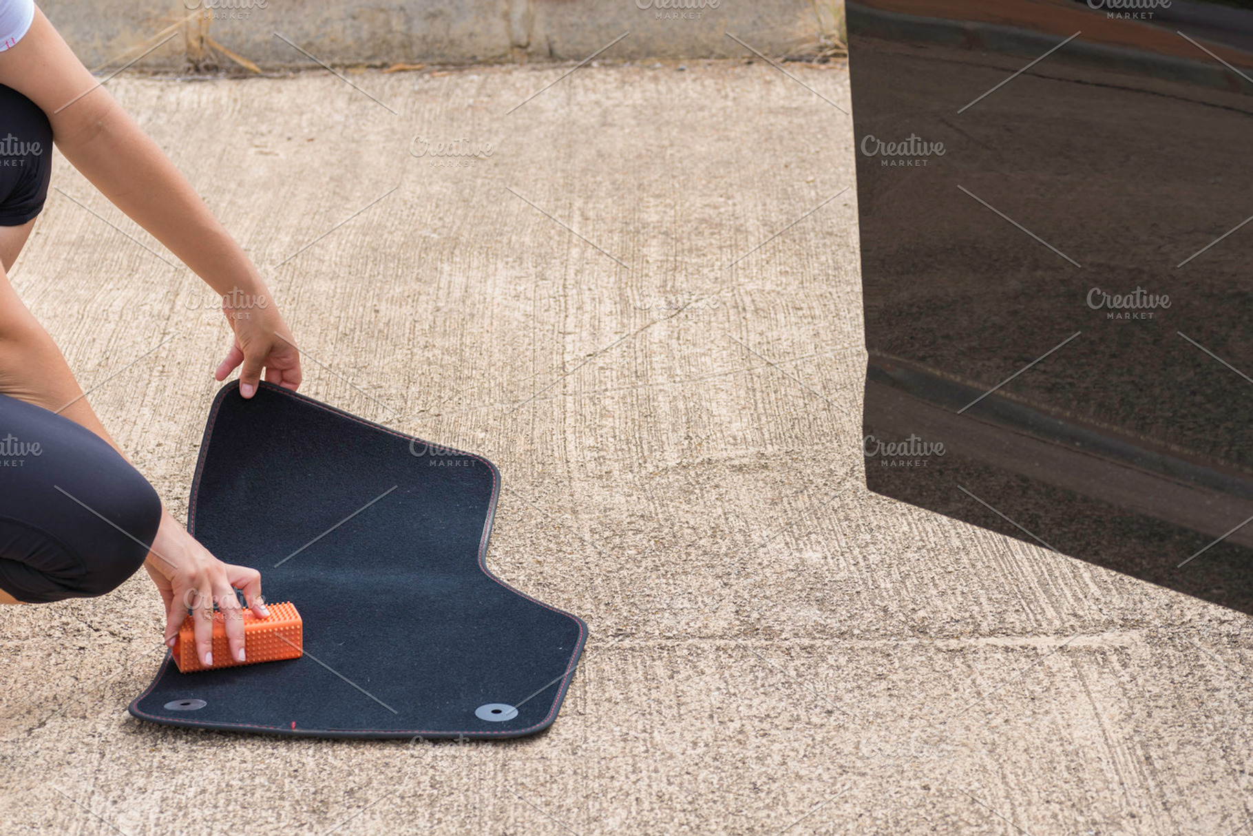 Brushing car mat., a Photo by Josfor photos