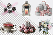 Watercolor Silver Pink Christmas Cli, an Illustration by SVGArt (Thumbnail 4 of 8)