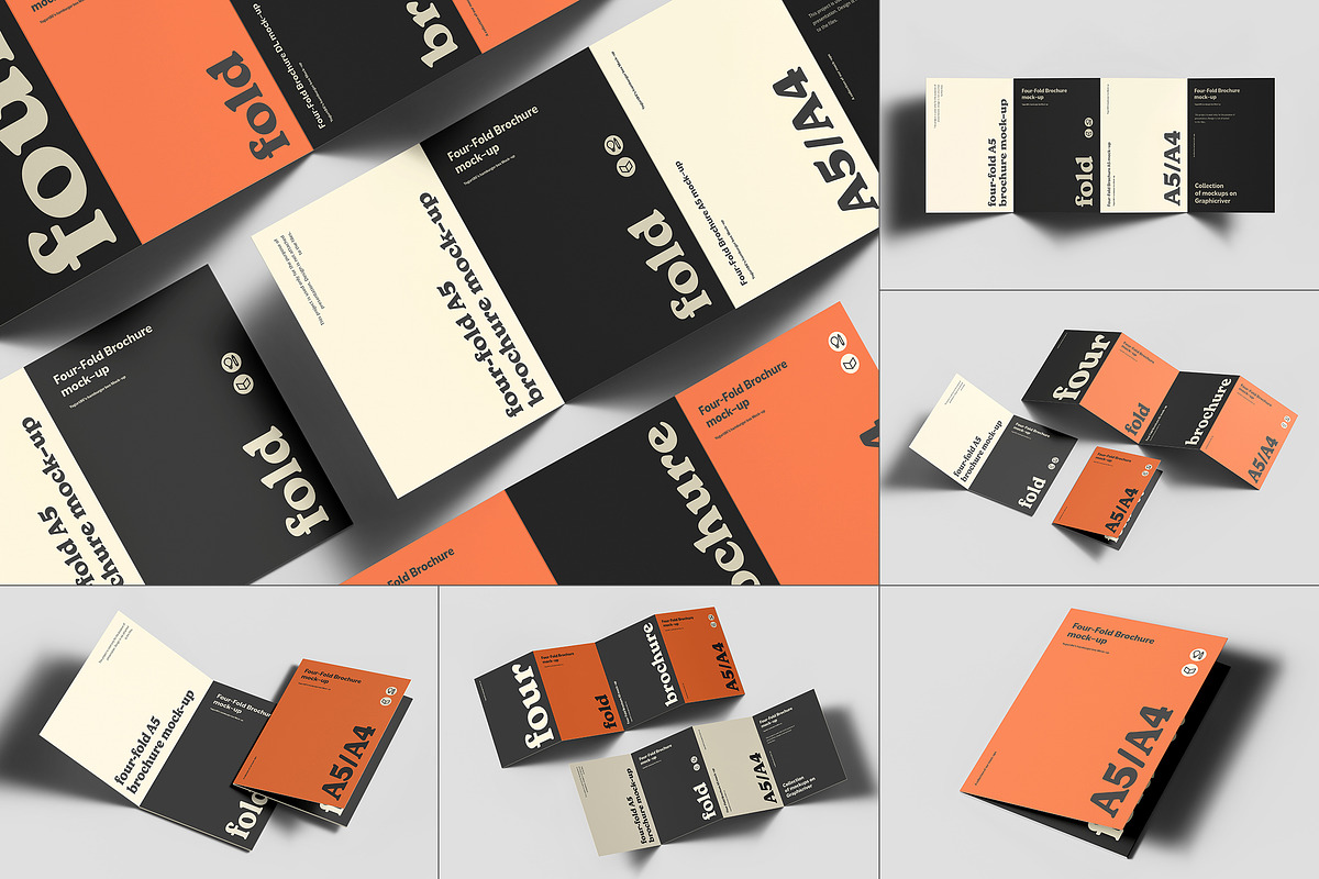 Four Fold A5 Brochure Mockup, an Advertising Mockup by Yogurt86 (Photo 1 of 16)