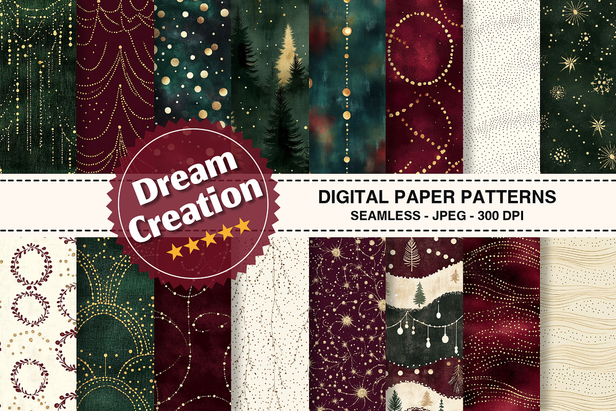 Vintage Holiday Lights Digital Paper, a Texture Graphic by Dream Creation (Photo 1 of 7)